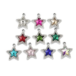 Платина K 5 стеклянные подвески, сплавочная фурнитура, УФ-покрытием, звезда, платина, 20x17.5x5 мм, отверстие : 1.8 мм