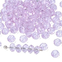 Лиловый К 9 стекло, имитация Австрийские кристаллические шарики, класс AAA, граненые, рондель, сирень, 4x3 мм, отверстие : 0.7~0.9 мм