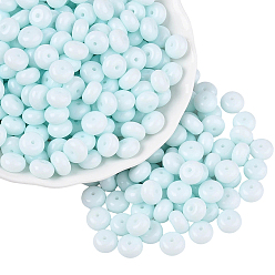 Светло-голубой 200 шт. непрозрачные стеклянные бусины, окрашенные в цвет выпечки, круглое отверстие, рондель, светло-голубой, 8~8.5x5 мм, отверстие : 1.2~1.4 мм