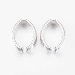 Серебро 304 Быстроразъемные соединения из нержавеющей стали, связывающий кольца, овальные, серебряный цвет гальваническим, 13x10x4 мм