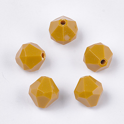 (932FM) Темно-синий аква-матовый с подкладкой Непрозрачный акрил европейского бисера, бусины с большим отверстием, граненые, двухконусные, темно-золотистые, 21x20x20 мм, отверстие : 4 мм