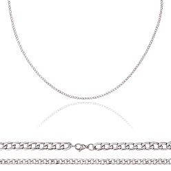Stainless Steel Color 304 Stainless Steel Curb Chains  Necklaces, with Lobster Claw Clasps, Stainless Steel Color, 7.4x7.2x1.7cm, 3pcs/box