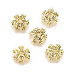 Золотой Снежинка латунные микропаве прозрачные кубические циркониевые бусины колпачки, стойки покрытие, долговечный, без свинца и без кадмия, золотые, 8x2.5 мм, отверстие : 1.5 мм