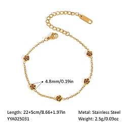 Цветок 304 браслеты на ногу из нержавеющей стали для женщин, реальный 18 k позолоченный, цветок, 8-5/8 дюйм (22 см)