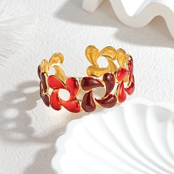 Красный Каплевидные 304 браслеты-манжеты из нержавеющей стали, широкие браслеты для женщин, с эмалью, красные, внутренний диаметр: 2-1/4 дюйм (5.75 см)