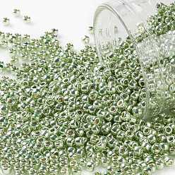 (PF560) PermaFinish Lime Green Metallic TOHO Round Seed Beads, Japanese Seed Beads, (PF560) PermaFinish Lime Green Metallic, 11/0, 2.2mm, Hole: 0.8mm, about 1110pcs/bottle, 10g/bottle