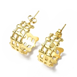 Золотой Ионное покрытие (ip) 304 полые серьги-гвоздики c-образной формы из нержавеющей стали, полукруглые серьги для женщин, золотые, 21x10 мм, штифты : 0.8 мм