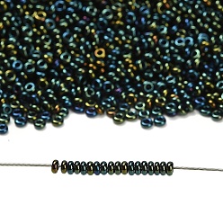 (84) Metallic Iris Green/Brown Toho 11/0 полукруглые бусины, японский бисер, (84) металлический ирис зеленый / коричневый, 2.2x0.9 мм, отверстие : 0.8 мм, около 78000шт./фунт(450г)