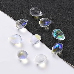 Прозрачный Гальванические стеклянные подвески, слеза, прозрачные, 14x10 мм, отверстие : 1.2 мм