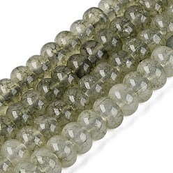 Dark Olive Green Imitation Jade Crackle Glass Beads Strands, Rondelle, Dark Olive Green, 8x5mm, Hole: 1~1.6mm, about 70~79pcs/strand, 13.19~15.35 inch(33.5~39cm)