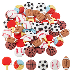 Mixed Shapes 72 шт. 6 стили спортивные кабошоны из непрозрачной смолы, с эмалью, разнообразные, 17~22.5x13~17x5~5.5 мм, 12 шт / стиль