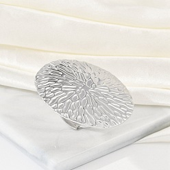 Нержавеющая Сталь Цвет Антикоррозийные 304 плоские круглые открытые манжетные кольца из нержавеющей стали, Кольца для женщин, цвет нержавеющей стали, плоско-круглые: 40.5x41 mm, внутренний диаметр: регулируемый