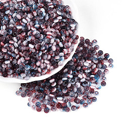 Индийский Красный Имитация кошачьего глаза стеклянные бусины, рондель, два тона, Индийская красная, 4~4.5x2.5~3 мм, отверстие : 1.2~1.5 мм, Около 7900 шт / фунт