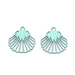 Бирюза 430 подвеска из нержавеющей стали, окрашенная распылением, подвески в форме ракушек, бирюзовые, 13x12x0.3 мм, отверстие : 1.2 мм
