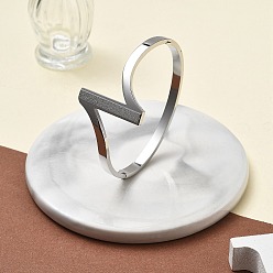 Нержавеющая Сталь Цвет 304 женские шарнирные браслеты из нержавеющей стали, матовые, цвет нержавеющей стали, внутренний диаметр: 2-1/4x1-7/8 дюйм (5.8x4.9 см)