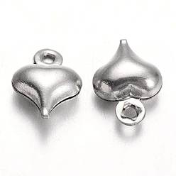 Stainless Steel Color Stainless Steel Charms, Puffed Heart, Stainless Steel Color, 9x6.5x3mm, Hole: 1mm