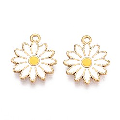 Белый 201 подвески из нержавеющей стали, с эмалью, реальный 18 k позолоченный, цветочный шарм, ионное покрытие (ip), белые, 18.5~19x16x1.5~2 мм, отверстие : 1.4 мм