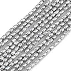 Серебро Гальванические оболочки жемчужные бусы пряди, рис, серебряные, 3x2.5 мм, отверстие : 0.8 мм, около 119 шт / нитка, 15.94'' (40.5 см)