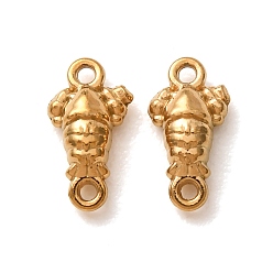 Real 18K Gold Plated 304 Stainless Steel Connector Charms, Cray Links, Ion Plating(IP), Long-Lasting Plated, Real 18K Gold Plated, 16x6x3mm, Hole: 1mm