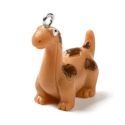 Перу Непрозрачные подвески смолы, Подвески в виде динозавров с железными петлями с платиновым покрытием, Перу, 26x26x12 мм, отверстие : 1.8 мм