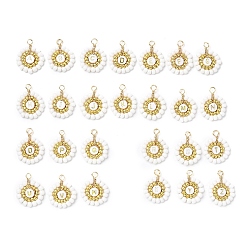 Letter A~Z 26 шт. подвески из акриловых и стеклянных бусин, буквы, с медной проволокой, Письмо ~ Z, 25.5~27x20.5~21.5x4 мм, отверстие : 3.4~3.6 мм