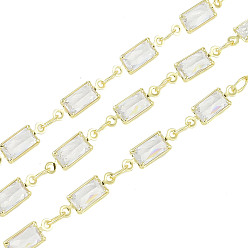 Золотой Покрытие стойки латунные цепи микропаве кубический цирконий, долговечный, без кадмия и без свинца, пайки, с катушкой, золотые, 11.5x4x2 мм