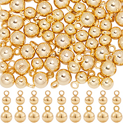 Настоящее золото 18K 80 шт 2 стили латунные подвески, электрофорез, долговечный, круглые, реальный 18 k позолоченный, 5.5~7x4~5 мм, отверстие : 1 мм, 40 шт / стиль