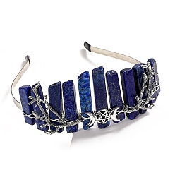 Ляпис-Лазурь Резинки для волос из натурального лазурита, античное серебро, луна, 155x113x40 мм