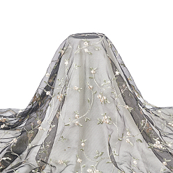 Черный Сетчатая ткань из полиэстера с цветочным узором, для украшения костюмов, чёрные, 125~130x0.01~0.05 см, 2 двор/шт.