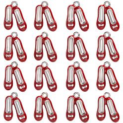 Малиновый 40Подвеска из эмали из сплава, платина, балетки на высоком каблуке, малиновый, 18x13.5x4 мм, отверстие : 1.6 мм