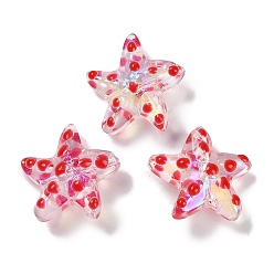 Разноцветный Бусы лэмпворк ручной работы, звезда в горошек, красочный, 13~14.5x15~15.5x6.5~7 мм, отверстие : 1.2 мм, около 29~30 шт / нитка, 35.6~37.5 см