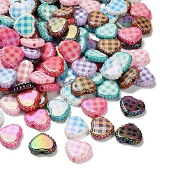 Сердце Радужные переливающиеся напечатанные непрозрачные акриловые бусины, смешанный стиль, сердце, 19.5x23x6 мм, отверстие : 2.5 мм