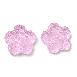 Pearl Pink Transparent Epoxy Resin Cabochons, Flower, Pearl Pink, 13x13.5x3.5mm