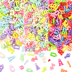 Mixed Color 180G 3 Styles Opaque Acrylic Pendants, Mixed Letters, Mixed Color, 12.5~15x5~13x3.5mm, Hole: 2mm, 60g/style