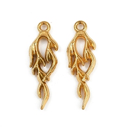 Настоящее золото 18K 304 подвески из нержавеющей стали, ионное покрытие (ip), подвески в форме пламени, реальный 18 k позолоченный, 28x9x2.5 мм, отверстие : 1.8 мм