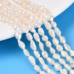 Ivoire Perles de perles de keshi baroques naturelles, culture des perles perles d'eau douce, deux faces polies, blanc crème, 3.5~10x3~5x2~4mm, Trou: 0.5mm, Environ 62~76 pcs/chapelet, 15.16~15.94 pouce (38.5~40.5 cm)