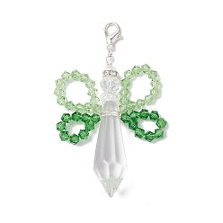 Зеленый Стеклянные подвески в виде ангела, подвески из клешней лобстера, для ключей для сумок, зелёные, 65~70x38~45x13 мм