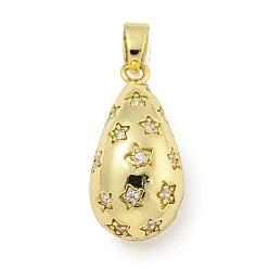 Звезда Покрытие стойки латунь микропаве прозрачные подвески из кубического циркония, с целью перехода в кольце, без кадмия и без свинца, долговечный, слеза, звезда, 25x12x11 мм, отверстие : 5.5x3.5 мм