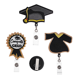 Смешанные Узоры 3 шт 3 стиль выпускной тематика фетр пластиковый выдвижной значок катушка, держатель удостоверения личности, для медсестры студента-врача, смешанные узоры, 90~100 мм, 1 шт / стиль