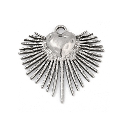 Нержавеющая Сталь Цвет 304 подвески из нержавеющей стали, сердечный солнечный шарм, анти-тускнение, цвет нержавеющей стали, 23.5x24.5x2.5 мм, отверстие : 2 мм