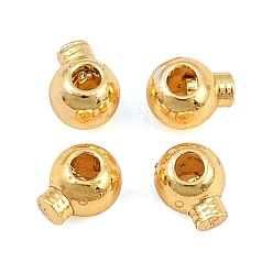 Real 18K Gold Plated Brass Crimp Beads, Round, Real 18K Gold Plated, 3.5x3x3mm, Hole: 0.6mm