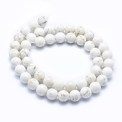 Magnesite Natural Magnesite Beads Strands, Round, 8~8.5mm, Hole: 1mm, about 50pcs/strand, about 15 inch