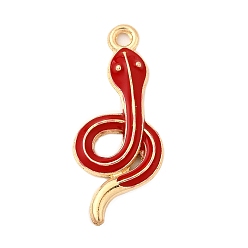 (123L) Белый крем непрозрачный блеск Подвески из эмали и сплава, змеиные чары, золотые, огнеупорный кирпич, 28.5x12x2 мм, отверстие : 1.8 мм