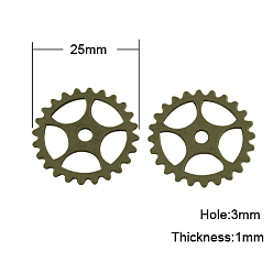 Античная Бронза Сплавочные подвески тибетского стиля, без кадмия, без никеля и без свинца, плоские круглые / винтиком, античная бронза, 25x1 мм, отверстие : 3 мм