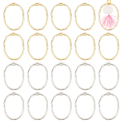 Platinum & Light Gold 40 шт. 2 цвета сплава открытая задняя часть подвески безель, для diy уф смолы, эпоксидная смола, Прессованные цветочные украшения, овальные, платина и светлое золото, 30x21.5x1.5 мм, отверстие : 3x1 мм, 20 шт / цвет
