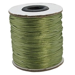Светло-зеленый Коричневый Нейлоновая нить, гремучий атласный шнур, нейлоновый шнур плетеные украшения для изготовления ювелирных изделий, круглые, оливковый, 1 мм, около 100 ярдов / рулон (300 футов / рулон)