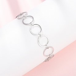 Нержавеющая Сталь Цвет 304 браслеты-цепочки с кольцами из нержавеющей стали, цвет нержавеющей стали, 7-1/8 дюйм (18.2 см)