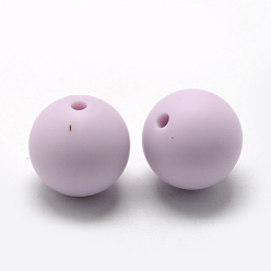 Lilac Food Grade Eco-Friendly Silicone Beads, Chewing Beads For Teethers, DIY Nursing Necklaces Making, Round, Lilac, 8~10mm, Hole: 1~2mm