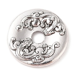 Античное Серебро Сплавочные овальные бусины тибетского стиля , без кадмия и без свинца, плоские круглые с пи Xiu, античное серебро, 30x4.1 мм, отверстие : 6.2 мм, Около 75 шт / 1000 г