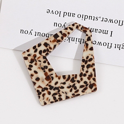 Кокосово-Коричневый Подвески из ацетата целлюлозы (смолы), ромбовидный шарм, кокосового коричневый, 48x44 мм